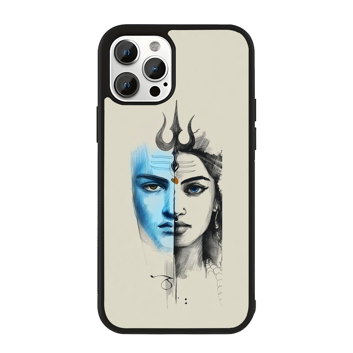 Lord Shiva Adi Shakti Line art Glass Case