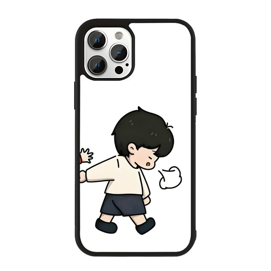 Cute Angry Couple Boy Glass Case