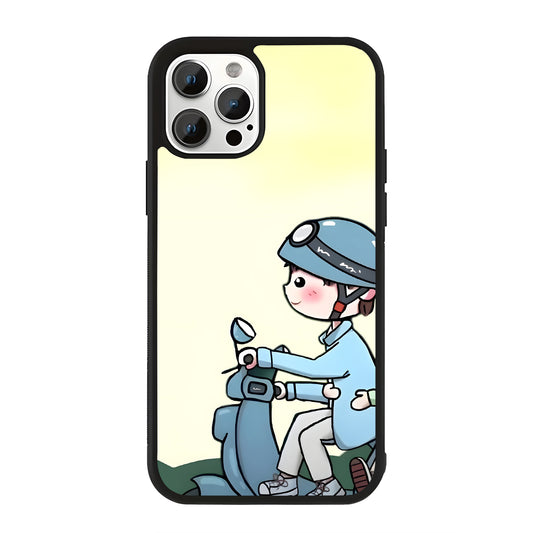 Cute Couple Riding Scooter Glass Case