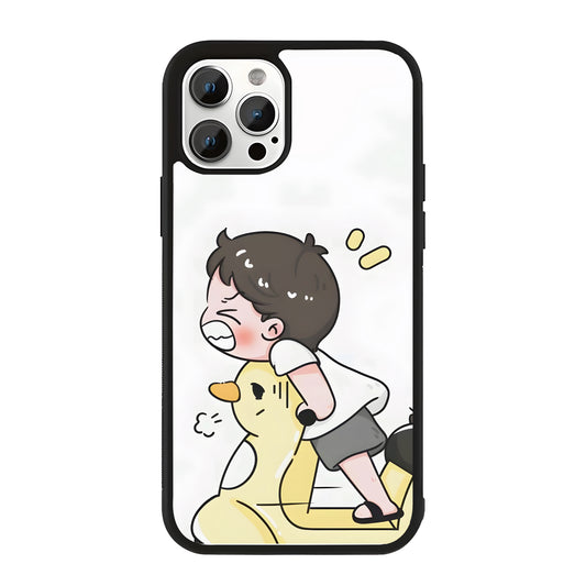 Cute Fighting Couple Glass Case Cover